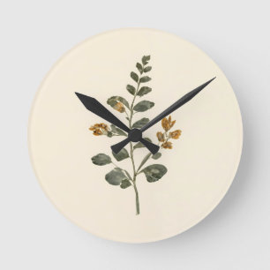 Oude geperste wilde bloem Gele Botanische Blad⁠ Ronde Klok