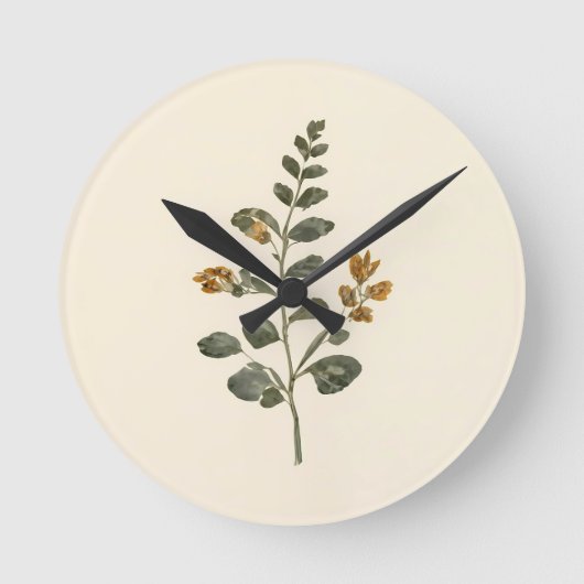 Oude geperste wilde bloem Gele Botanische Blad⁠ Ronde Klok (Voorkant)