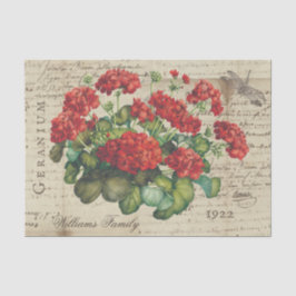 Oude Geranium Rood Sepia Aangepast Tissuepapier