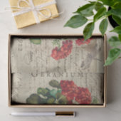 Oude Geranium Rood Sepia Aangepast Tissuepapier (Geschenk)