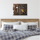 Oude gereedschappen op de achtergrond van hout canvas afdruk (Insitu (Slaapkamer))