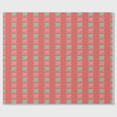 Oude Geruite Kerstmis Hulst Rood Cadeaupapier (Vlak)