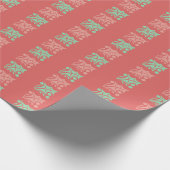 Oude Geruite Kerstmis Hulst Rood Cadeaupapier (Hoek)