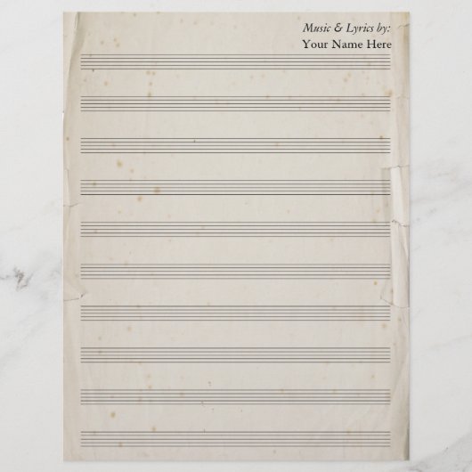 oude gescheurde blanco bladmuziek 10 Stave (Voorkant)