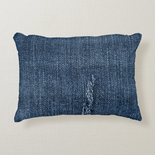Oude gescheurde denim: jeans textuur. accent kussen (Voorkant)