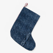 Oude gescheurde denim: jeans textuur. kleine kerstsok (Voorkant (Hangend))