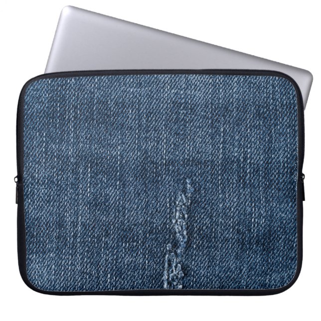 Oude gescheurde denim: jeans textuur. laptop sleeve (Voorkant)
