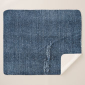 Oude gescheurde denim: jeans textuur. sherpa deken (Voorkant (horizontaal))