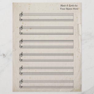 Oude gescheurde pagina Blank Blad Muziek Piano Sta