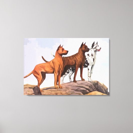 Oude geschilderde Dogues Wrapped Canvas Print (Voorkant)