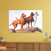 Oude geschilderde Dogues Wrapped Canvas Print (Insitu (Woonkamer))