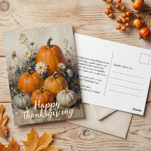 Oude geschilderde pompoen oogst Thanksgiving Briefkaart
