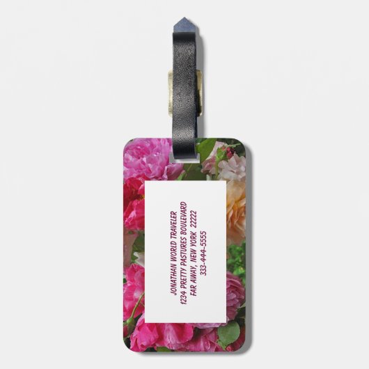 Oude gesmolten Rozen Bagagelabel (Achterkant verticaal)