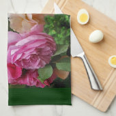 Oude, gesmolten Rozen keukenhanddoeken (Quarter Fold)