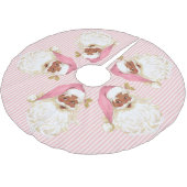 Oude gesmolten Santa Claus Pink Stripe Brushed Bru Kerstboom Rok (Gekanteld)