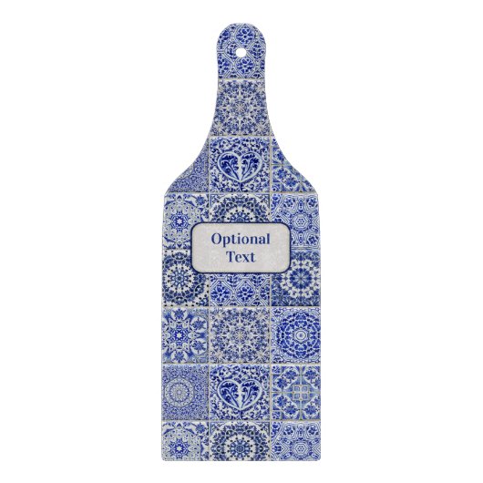 Oude gesmolten Tegels - Blauw en wit - eigen tekst Snijplank (Voorkant)