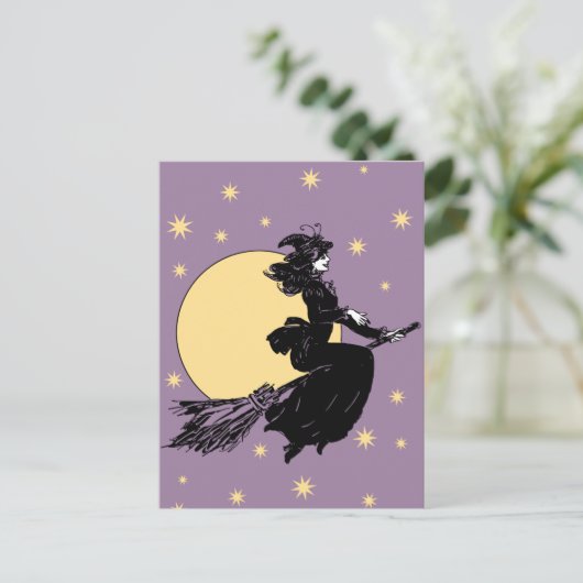 Oude gestekte heks briefkaart (Staand voorkant)
