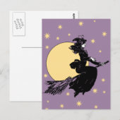 Oude gestekte heks briefkaart (Voorkant / Achterkant)
