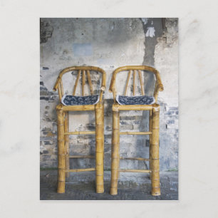 Oude gestileerde bamboe-stoelen, Xitang, Zhejiang, Briefkaart
