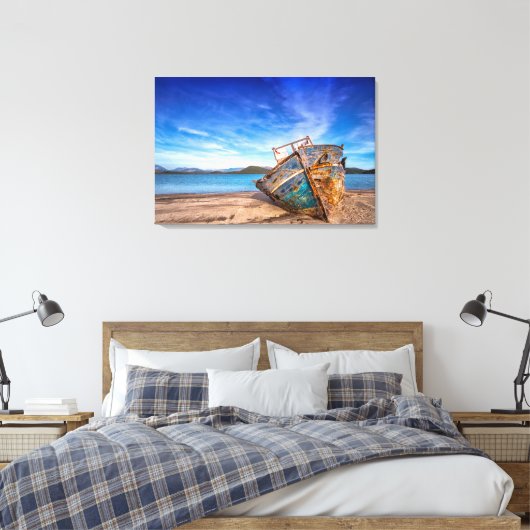 Oude gestrande scheepspuntReyes, CA Canvas Afdruk (Insitu (Slaapkamer))