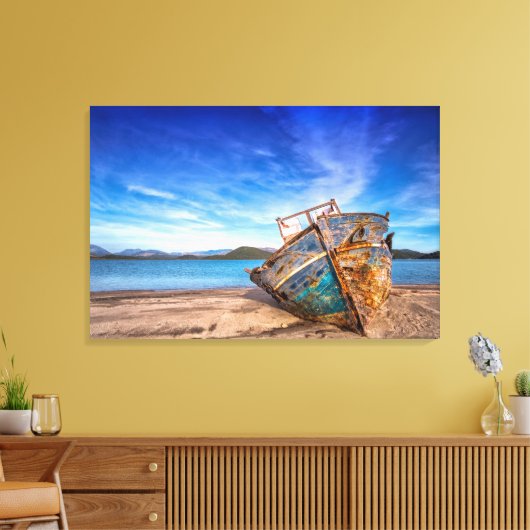 Oude gestrande scheepspuntReyes, CA Canvas Afdruk (Insitu (Woonkamer))