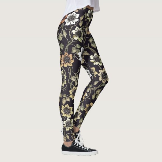 Oude gestructureerde anemoon bloem achtergrond | leggings (Rechts)