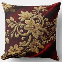Oude gestructureerde borduurlook Rood Goud Bloemmo