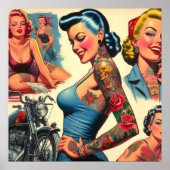 Oude Getatoeëerde Pin-up Poster (Voorkant)