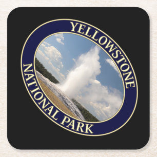 Oude getrouwe Geyser in Yellowstone National Park Kartonnen Onderzetters