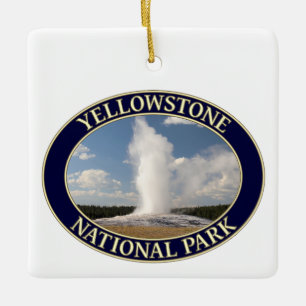 Oude getrouwe Geyser in Yellowstone National Park Keramisch Ornament