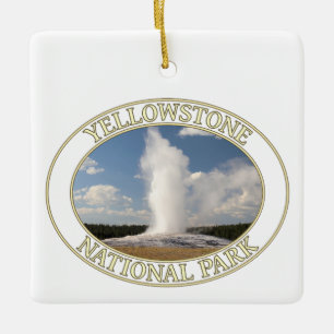 Oude getrouwe Geyser in Yellowstone National Park Keramisch Ornament