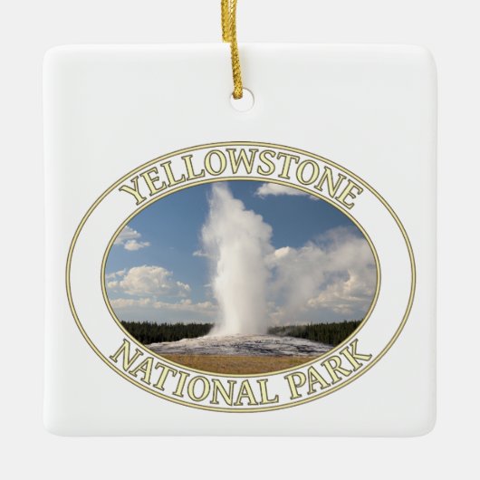 Oude getrouwe Geyser in Yellowstone National Park Keramisch Ornament (Voorkant)
