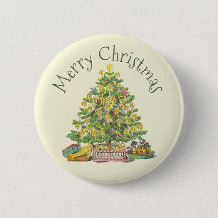 Oude gevesdroogde kerstboom-Button Ronde Button 5,7 Cm