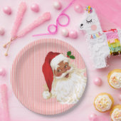 Oude, gevesdroogde kerstman, rood- en witstrippapi papieren bordje (Feest)