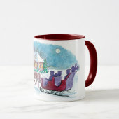 Oude, gevesdroogde paarden en slee kerst mok (Voorkant rechts)