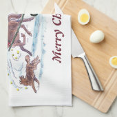 Oude, gevesdroogde paarden en slee kerst theedoek (Quarter Fold)