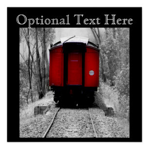 Oude, gevesdroogde rode stoomtrein poster