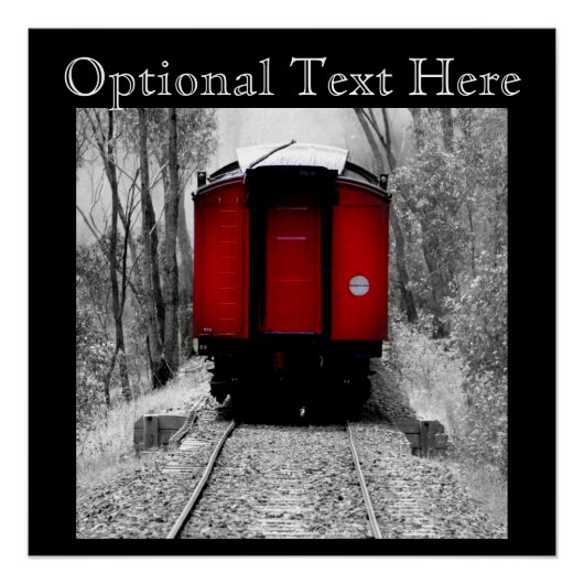 Oude, gevesdroogde rode stoomtrein poster (Voorkant)