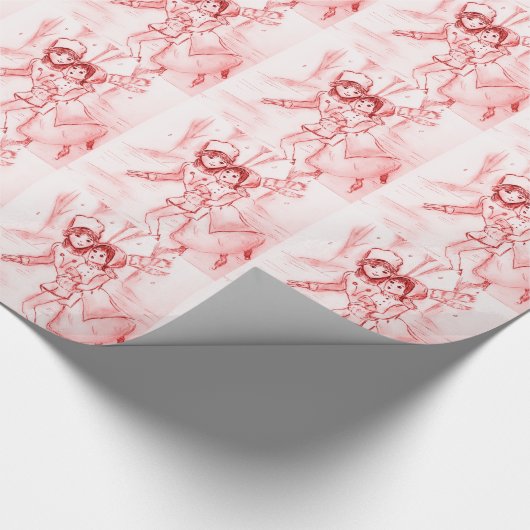 Oude, gevesdroogde Skaters in helder rood Cadeaupapier (Hoek)