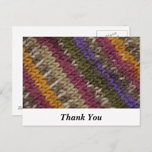 Oude gevierde gebreide Sweater Pattern "Dank u wel Briefkaart (Voorkant / Achterkant)