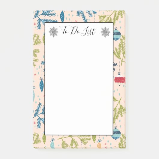 Oude gevierde kerstversieringen om een lijst op te post-it® notes (Voorkant)