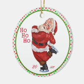 Oude gevierde Skating Santa Claus gepersonaliseerd Keramisch Ornament (Links)