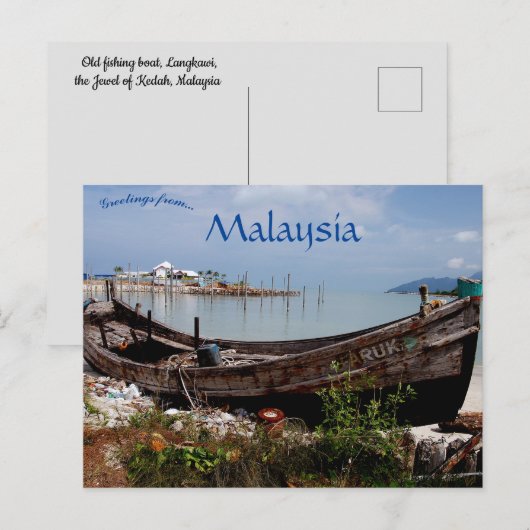Oude Gevist boot Langkawi Malyasia Briefkaart (Voorkant / Achterkant)