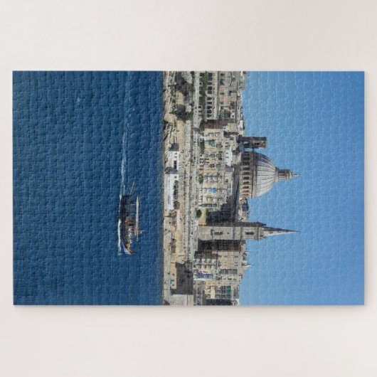 Oude Geviste boot Valletta Harbour Landscape Malta Legpuzzel (Horizontaal)