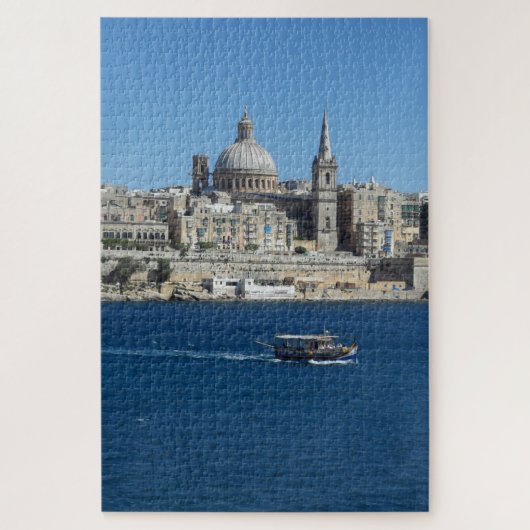 Oude Geviste boot Valletta Harbour Landscape Malta Legpuzzel (Verticaal)
