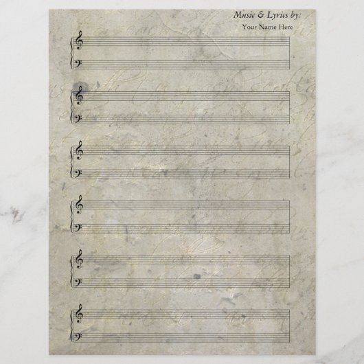 Oude Gevlekte Bladmuziek Piano 6 Stave (Voorkant)