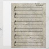 Oude Gevlekte Bladmuziek Piano 6 Stave (Voorkant / Achterkant)