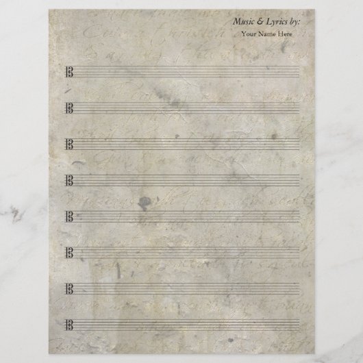 Oude Gevlekte Blank Bladmuziek 8 Stave Alto (Voorkant)