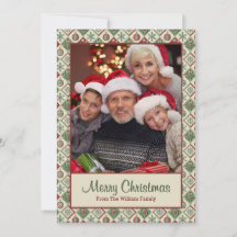 Oude Gewatteerde Kerstpatroon Aangepaste Foto