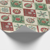 Oude Gewatteerde Kerstpatroon Cadeaupapier (Hoek)